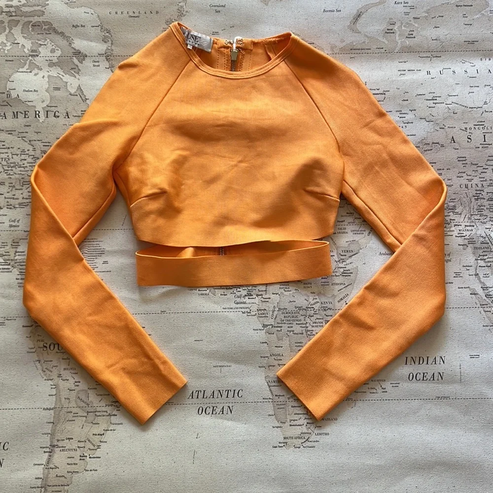 House Of CB, 'Talika' Orange Cutout Bandage Crop Top NWOT